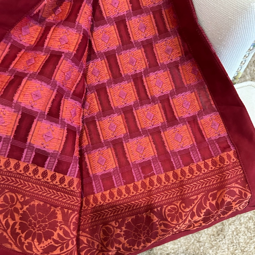Red and Orange Patterned Kurta Set - image 4